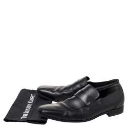 Gucci Black Leather Slip On Loafers Size 45