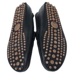 Pre Owned Gucci Black Leather Web Trim Loafers Size 45