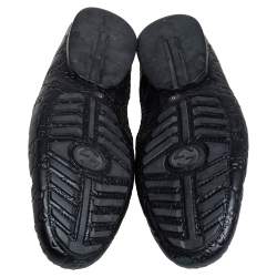 Pre Owned Gucci Black Guccissima Leather Penny Loafers Size 45