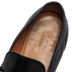 Pre Owned Gucci Black Leather Horsebit Slip On Loafers Size 44
