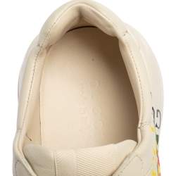 Gucci Cream Leather Rhyton Vintage Logo Low Top Sneakers Size 43
