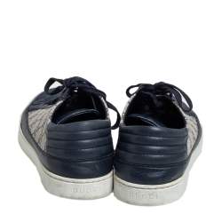 Pre Owned Gucci Beige/Blue Coated Canvas and Leather Low Top Sneakers Size 43