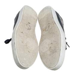 Pre Owned Gucci Beige/Blue Coated Canvas and Leather Low Top Sneakers Size 43