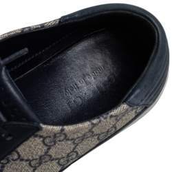 Pre Owned Gucci Beige/Blue Coated Canvas and Leather Low Top Sneakers Size 43