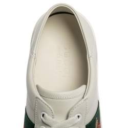 Gucci White Leather Ace Bee Embroidered Web Low Top Sneakers Size 40