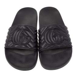 Gucci Black Rubber Slide Sandals Size 43
