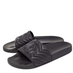 Gucci Black Rubber Slide Sandals Size 43
