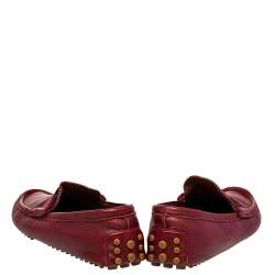 Gucci Red Leather Web Detail Slip On Loafers Size 43.5