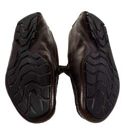 Gucci Brown Leather Web Detail Slip-On Loafers Size 43