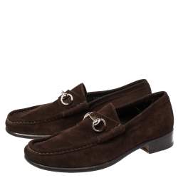 مملوكة مسبقًا Gucci Dark Brown Suede Horsebit Loafers Size 42