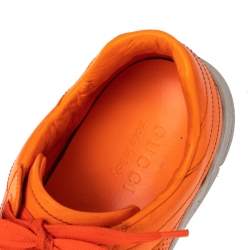Gucci Orange Perforated Leather Low Top Sneakers Size 41