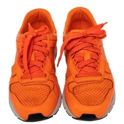 Gucci Orange Perforated Leather Low Top Sneakers Size 41