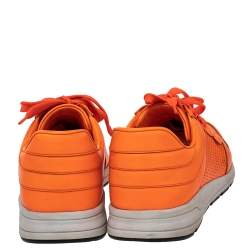 Gucci Orange Perforated Leather Low Top Sneakers Size 41