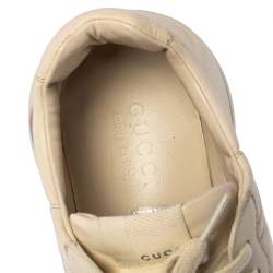 Gucci Cream Leather Rhyton Low Top Sneakers Size 42.5