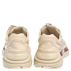 Gucci Cream Leather Rhyton Low Top Sneakers Size 42.5