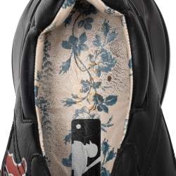 Gucci Black Leather Rhyton LA Angels Prints Low Top Sneakers Size 43