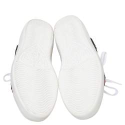 Pre Owned حذاء رياضي غوتشي أيس جلد أبيض مزخرف بعنق منخفض مقاس 40.5 