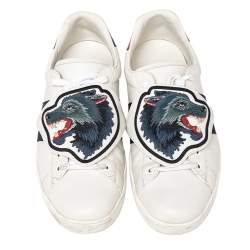 Gucci White Leather Ace Removable Patch Low Top Sneakers Size 45