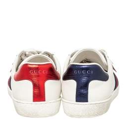 Gucci White Leather Ace Removable Patch Low Top Sneakers Size 45