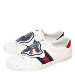 Gucci White Leather Ace Removable Patch Low Top Sneakers Size 45