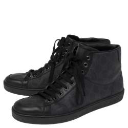 Gucci Black/Navy Blue GG Supreme Canvas And Leather Brooklyn High Top Sneakers Size 43