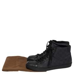 Gucci Black/Navy Blue GG Supreme Canvas And Leather Brooklyn High Top Sneakers Size 43