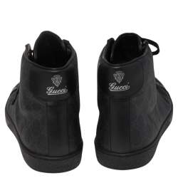Gucci Black/Navy Blue GG Supreme Canvas And Leather Brooklyn High Top Sneakers Size 43