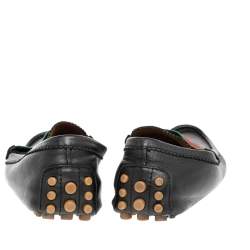 Gucci Black Leather Web Trim Slip On Loafers Size 42