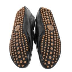 Gucci Black Leather Web Trim Slip On Loafers Size 42