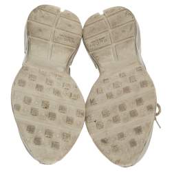 مملوكة مسبقًا حذاء رياضي غوتشي رايتون جلد أبيض نمط ممزق عاجي عنق منخفض مقاس 42.5