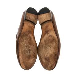 Pre Owned Gucci Brown Leather Tassel Slip On Loafers Size 41.5