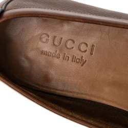 Pre Owned Gucci Brown Leather Tassel Slip On Loafers Size 41.5
