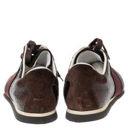 مملوكة مسبقًا Gucci Brown Guccissima Leather And Suede Web Detail Sneakers Size 41