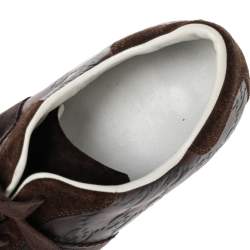 مملوكة مسبقًا Gucci Brown Guccissima Leather And Suede Web Detail Sneakers Size 41