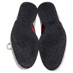 Gucci Off White Guccissima Leather and Suede Web Low Top  Sneakers Size 40