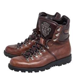 Gucci Brown Leather Hysteria Combat Boots Size 41