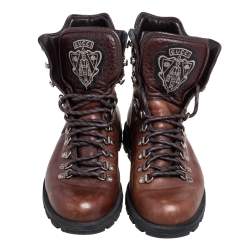 Gucci Brown Leather Hysteria Combat Boots Size 41