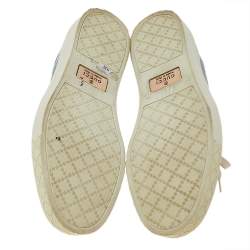 مملوكة مسبقًا حذاء رياضي غوتشي جلد أبيض/أزرق عنق منخفض مقاس 42.5 