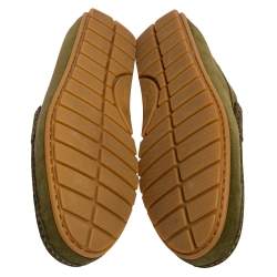 Pre Owned Gucci Green Suede Slip On Loafers Size 41