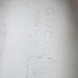 Pre Owned حذاء رياضي غوتشي رباط تفاصيل ويب جلد مايكروغوتشيسيما أبيض مقاس 46