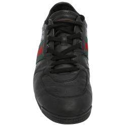 Pre Owned Gucci Black Leather Web Accent Sneakers Size UK 7 / EU 40
