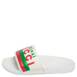 مملوكة مسبقًا صندل سلايد غوتشي أوريجينال جلد أبيض مقاس 43