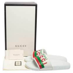 مملوكة مسبقًا صندل سلايد غوتشي أوريجينال جلد أبيض مقاس 43