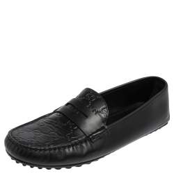 مملوكة مسبقًا حذاء لوفرز غوتشي جلد عوتشيسيما أسود سليب أون مقاس 42.5