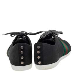 مملوكة مسبقًا Gucci Black Glitter Bambi Web Detail Low Top Sneakers Size 42
