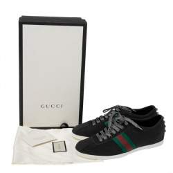 مملوكة مسبقًا Gucci Black Glitter Bambi Web Detail Low Top Sneakers Size 42