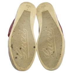 Pre Owned حذاء رياضي غوتشي جلد غوتشيسيما أحمر مزين ويب مرتفع من أعلى مقاس 41.5