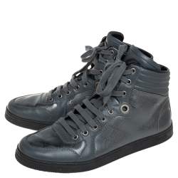 Pre Owned حذاء رياضي غوتشي كودا كانفاس أمبرايم جي جي رصاصي عنق مرتفع مقاس 42.5