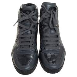 Pre Owned حذاء رياضي غوتشي كودا كانفاس أمبرايم جي جي رصاصي عنق مرتفع مقاس 42.5