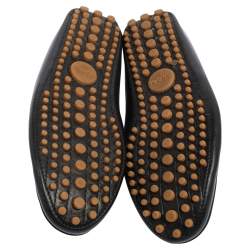 Pre Owned حذاء لوفرز غوتشي ويب جلد أسود مقاس 42